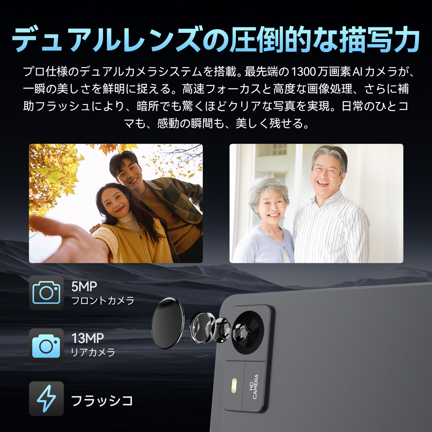 FPD 10.95 インチ タブレット 1080P IPS Android 15 タブレット 8 コア CPU 6GB RAM+128GB+512G拡張、90Hz 高リフレッシュレート 5GWi-Fi +Bluetooth5.0、 8000mAh 大容量バッテリー Type-C 18W 急速充電 デュアルスピーカー5MP+13MPカメラ+顔認識 Widevine L1対応