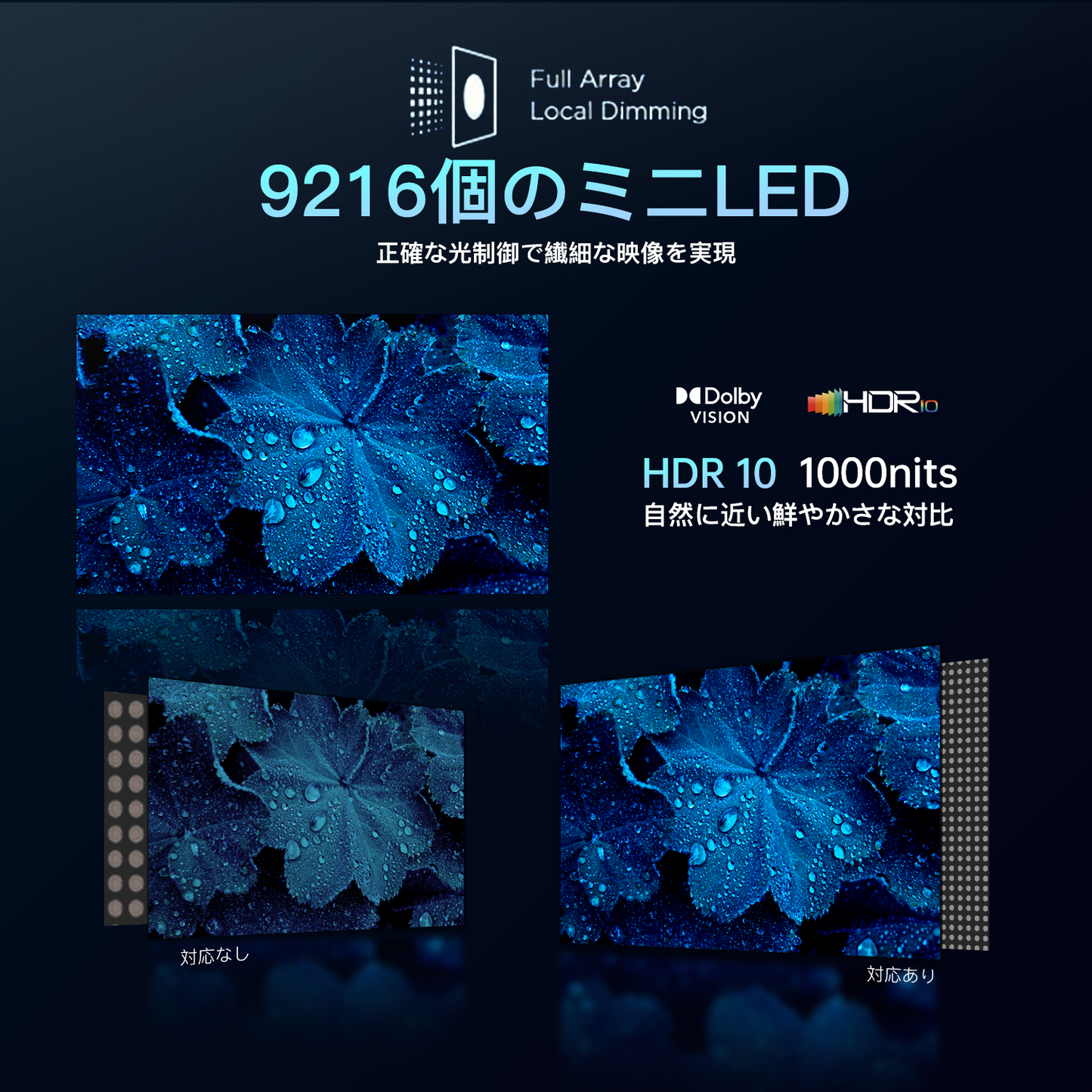 FPD 65V型 チューナーレステレビ Mini LED 量子ドット 倍速 4K 144Hz Google TV ネット動画対応 スマートテレビ HDR10対応 Dolby Vision Dolby Atmos ゲームモード EARC MEMC Google Cast内蔵 音声検索 VESA規格