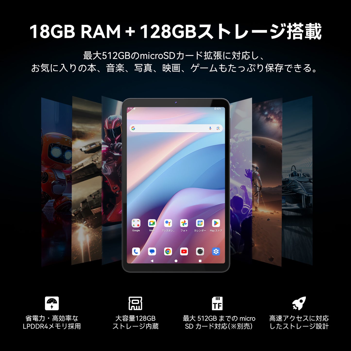 FPD タブレット 8.4インチ FHD+ Android 15 IPSディスプレイ (1920×1200)|UNISOC T620 8コアCPU|6GB RAM+128GB(最大512GB拡張)|5000mAh超耐久バッテリーType-C対応|340g超軽量|Wi-Fi 5/Bluetooth 5.0|Google Cast & 音声アシスタント対応