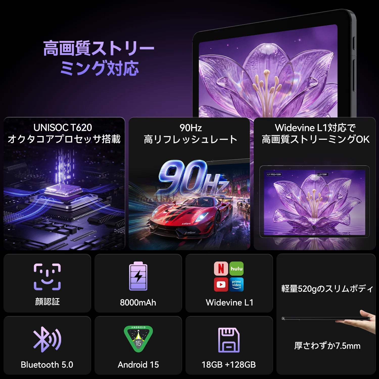 FPD 11インチ タブレット | Android 15・FHD+・90Hz・Widevine L1対応
