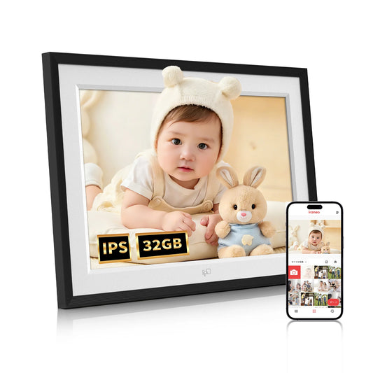 FPD デジタルフォトフレーム 10.1インチ IPSタッチスクリーン Wi-Fi遠隔転送対応 Frameoアプリで簡単操作 最大64GB MicroSDカード拡張 高齢者向け紙面簡易ガイド・動画マニュアル付き 人感センサー 自動回転 天気表示 カレンダー 壁掛け 自動オンオフ 敬老の日・誕生日プレゼント