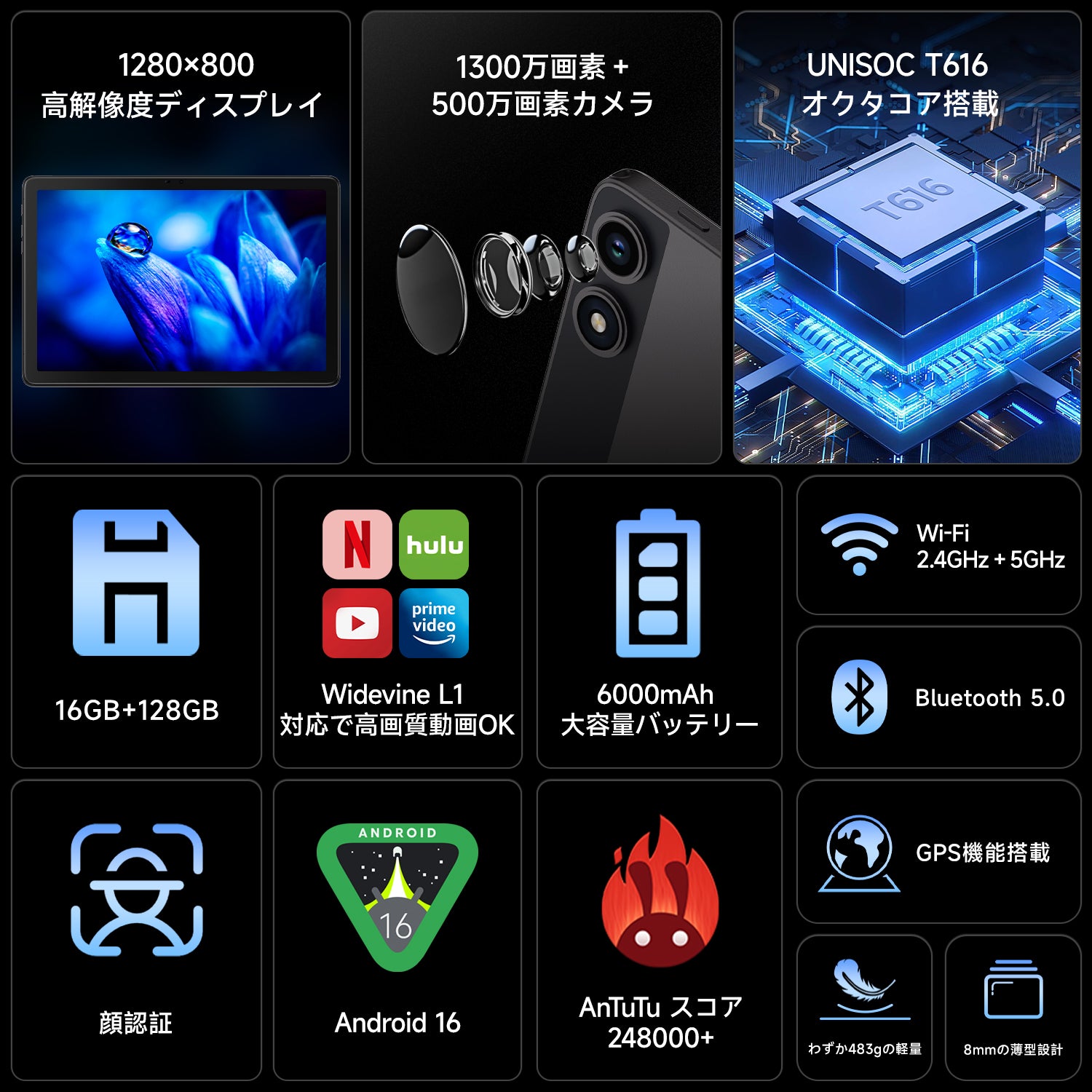 Android 13 タブレット 10.5インチ、T616 8コア Amazon.co.jp: Android 13 タブレット 10.5インチ、VETOO V10 Pro
