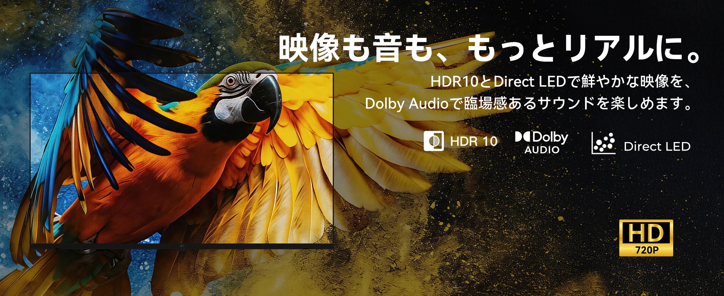 FPD 32V型 Dolby Audio HDR10 Direct LED対応 高画質ディスプレイイメージ