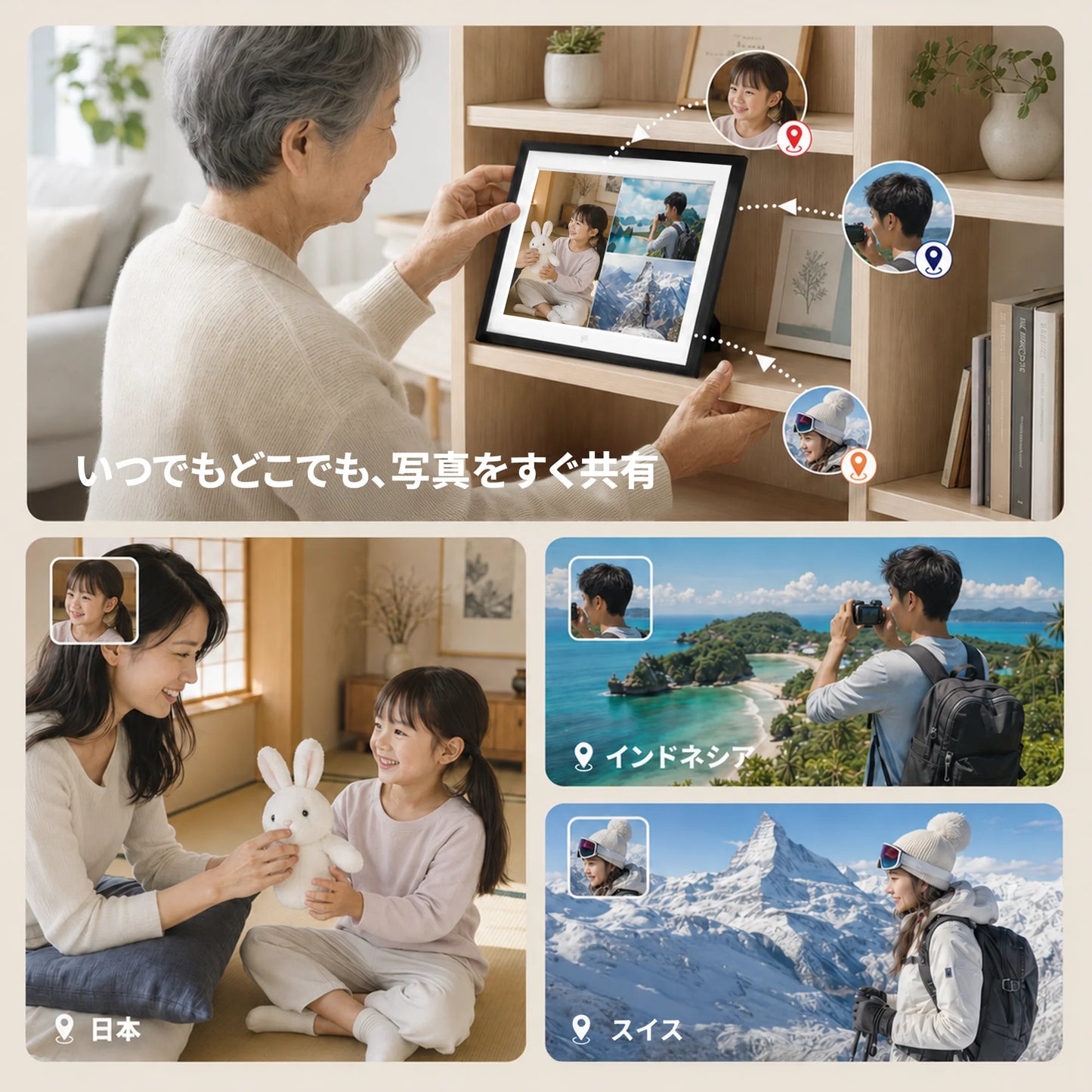 FPD 10.1インチ デジタルフォトフレーム いつでもどこでも家族と写真を共有できるFrameo連携